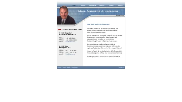 Website Screenshot: Lechner & Partner GmbH - Mag. Andreas J. Lechner - Sanierung, Unternehmensberater, Aufsichtsrat, Sachverständiger, Buch, ASFINAG, Griffnerhaus - Date: 2023-06-15 16:02:34