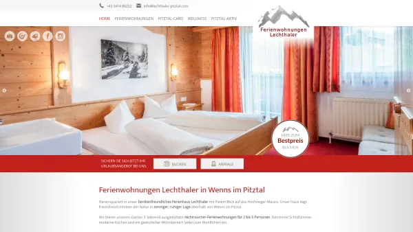 Website Screenshot: Ferienwohnungen Neue Seite 1 - Willkommen - Ferienwohnungen Lechthaler Pitztal - Date: 2023-06-23 12:05:52
