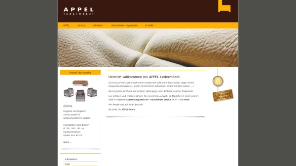 Website Screenshot: Appel der Leder Leader - Herzlich willkommen bei APPEL Ledermöbel! - Date: 2023-06-15 16:02:34