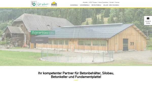 Website Screenshot: Ing. Lehner Landwirtschaftsbau GmbH Co Lehnerbau Spezialunternehmen Beton und Hallenbau - Betonbehälter, Kellerbau, Silobau, Hallenfundamente - Lehnerbau - Date: 2023-06-23 12:05:52