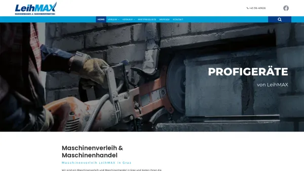 Website Screenshot: Maschinenverleih LeihMAX - Leihmaschinen f. Bau & Garten in Graz - Date: 2023-06-23 12:05:55