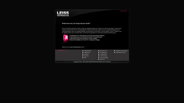 Website Screenshot: CHRISTIAN LEISS Digitale Videonachbearbeitung - .: Christian Leiss Postproduction GmbH :. - Date: 2023-06-23 12:05:55