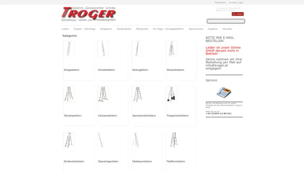 Website Screenshot: Online Shop für Leitern, Treppen, Überstiege und Fahrgerüste - Leitern - Date: 2023-06-23 12:05:55