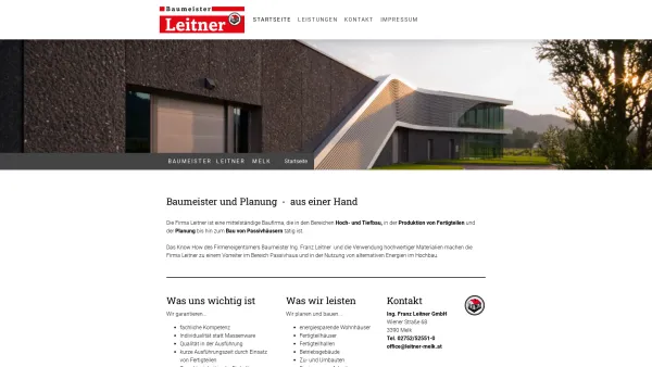 Website Screenshot: Leitner-Melk - Baumeister und Planung - aus einer Hand - leitner-melks Webseite! - Date: 2023-06-23 12:05:55