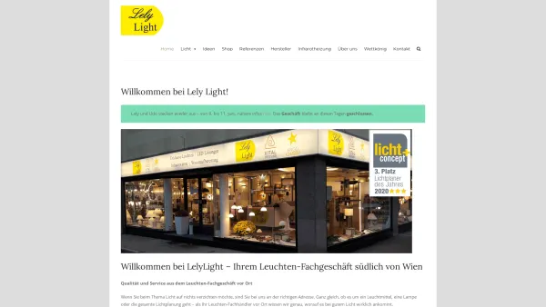 Website Screenshot: LelyLight Lampen Fachgeschäft Traiskirchen - LelyLight Leuchten / Lampen Fachgeschäft Traiskirchen - Baden bei Wien - Date: 2023-06-15 16:02:34