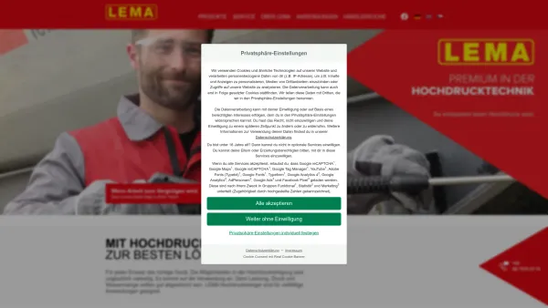Website Screenshot: LEMA Mayrhofer GmbH - LEMA: der österreichische Profi für Hochdrucktechnik - Date: 2023-06-23 12:05:55