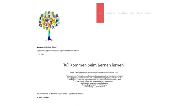 Website Screenshot: Manuela-Christiane Eckert - Legasthenie-Training | Lernförderung & Lerndidaktik | 1210 Wien - Date: 2023-06-26 10:26:30
