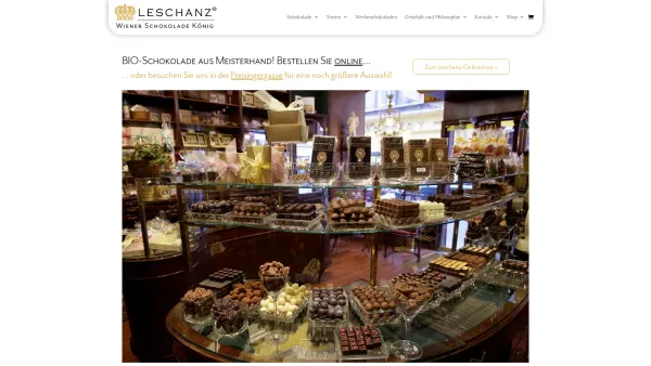 Website Screenshot: LESCHANZ Ges.m.b.H. Wiener Schokoladekönig - Leschanz • Wiener Schokolade König • Handgefertigte Edel-Schokolade - Date: 2023-06-23 12:05:58