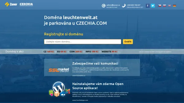 Website Screenshot: Werner Innter.Net Full Service Internet Provider Webhosting Webdesign Domainregistrierung - Naše doména leuchtenwelt.at parkuje u CZECHIA.COM - Date: 2023-06-23 12:06:01