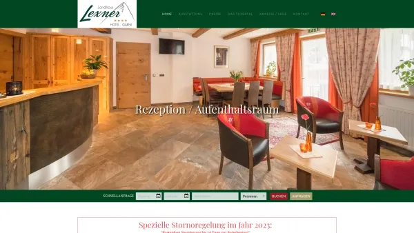 Website Screenshot: Hotel Lexner - Landhaus Lexner, Tux - Hintertux: Ski fahren, wandern, Urlaub am Bauernhof - Date: 2023-06-23 12:06:01