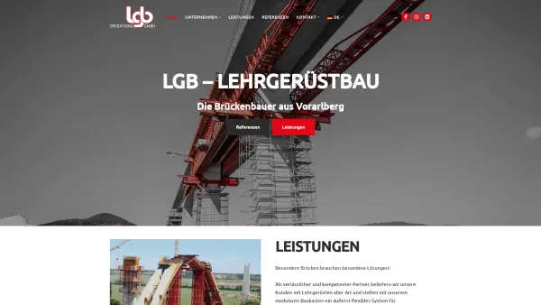 Website Screenshot: LGB-Lehrgerüstbau GmbH - LGB Lehrgerüstbau GmbH – Hilfskonstruktionen zum Bau von Brücken - Date: 2023-06-23 12:06:01