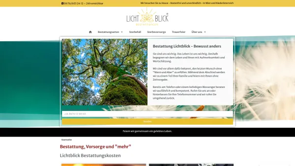 Website Screenshot: Bestattung Lichtblick - Bestattung in Neulengbach, Wien, Tulln und St. Pölten - Date: 2023-06-26 10:26:32