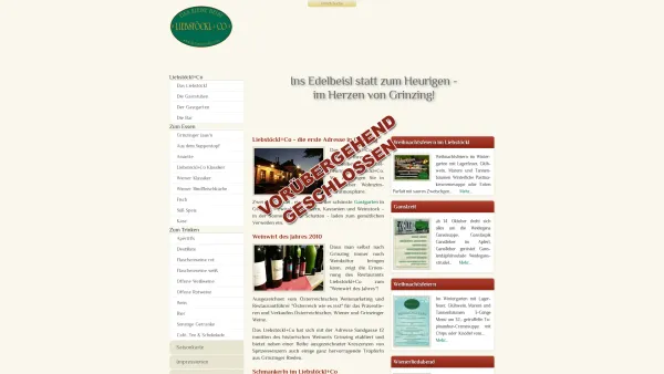 Website Screenshot: Edelbeisl Liebstöckl + Co - Liebstöckl+Co - Das kleine Beisl im Herzen von Grinzing - Date: 2023-06-15 16:02:34