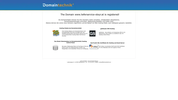 Website Screenshot: Professioneller Lieferservice Steyr - Domain www.lieferservice-steyr.at is registered by Domaintechnik® - Date: 2023-06-23 12:06:02