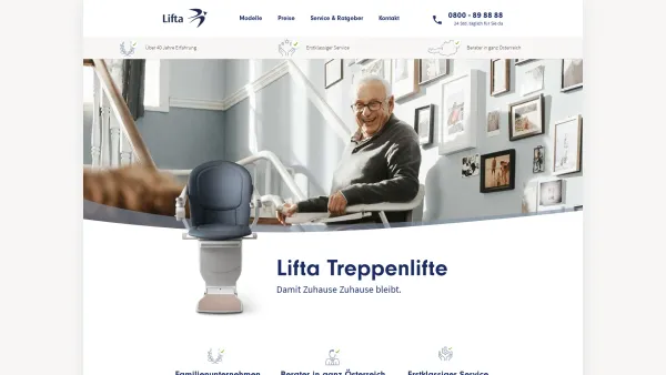 Website Screenshot: Lifta Treppenlift GmbH - Lifta – Der Treppenlift Österreich | Führende Modellvielfalt - Date: 2023-06-23 12:06:04