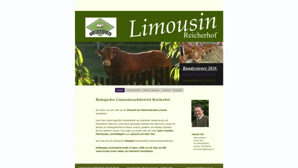 Website Screenshot: Limousinzuchtbetrieb Reicherhof Heinrich Ertl - Limousinzuchtbetrieb Reicherhof - Date: 2023-06-23 12:06:06