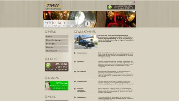 Website Screenshot: Limousinenservice TMW - Limousinen- & Taxiservice TMW - Salzburg - Home - Date: 2023-06-23 12:06:06