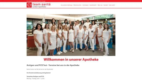 Website Screenshot: Linden-Apotheke - Herzlich willkommen in unsere team santé Apotheke - Date: 2023-06-23 12:06:06