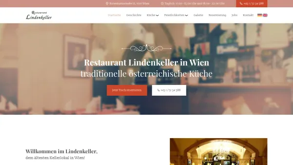 Website Screenshot: Restaurant Lindenkeller Park Gastronomie KEG - Restaurant mit österreichischer Küche in Wien | Lindenkeller - Date: 2023-06-23 12:06:06