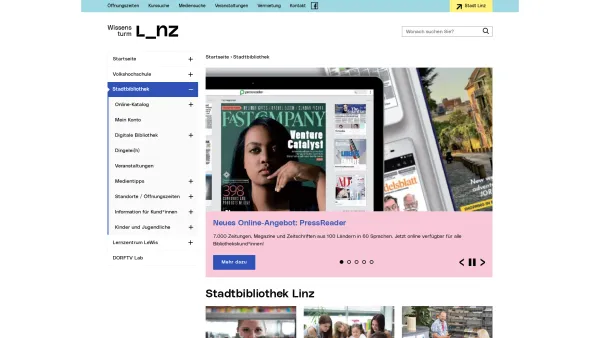 Website Screenshot: Stadtbibliothek Linz - Stadtbibliothek Linz | Wissensturm Linz - Date: 2023-06-14 10:43:33