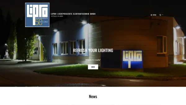 Website Screenshot: LIPRO Lichtprojekte Elektrotechnik GmbH - LIPRO LICHTPROJEKTE Elektrotechnik GMBH - 1972-2022 | 50 JAHRE - Date: 2023-06-14 10:43:33