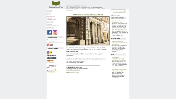 Website Screenshot: Literaturhaus - Literaturhaus Wien: Literaturhaus - Date: 2023-06-23 12:06:09