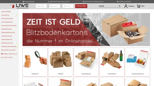 Website Screenshot: LIWE Verpackungs GmbH - Kartonagen & Verpackungen bei Liwe Verpackung bestellen - Date: 2023-06-14 10:46:46