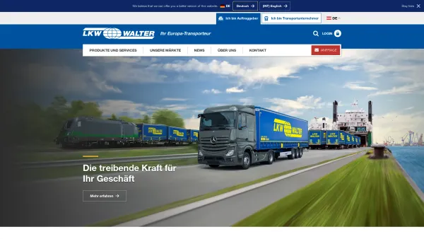 Website Screenshot: LKW WALTER Internationale Transportorganisation AG - Ihr Europa-Transporteur - LKW WALTER (AT) - Date: 2023-06-23 12:06:09