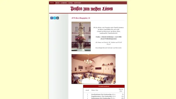 Website Screenshot: Pension zum weißen Löwen*** - 2070 Retz Hauptplatz 16 - Pension zum weißen Löwen, Retz - Date: 2023-06-15 16:02:34