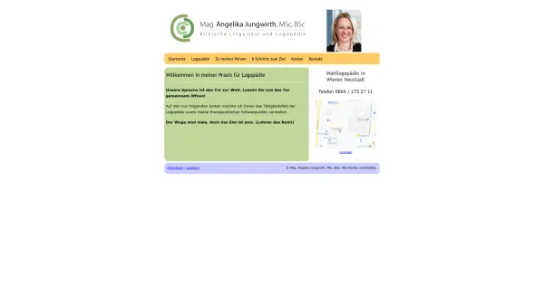 Website Screenshot: Logopädiepraxis Mag. Angelika Jungwirth - Mag. Angelika Jungwirth, MSc BSc — Klinische Linguistin und Logopädin in Wiener Neustadt - Date: 2023-06-23 12:06:12