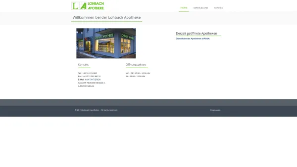 Website Screenshot: Lohbach-Apotheke Mag Eva Lohbach Apotheke Innsbruck Startseite - Lohbach Apotheke - Innsbruck - Date: 2023-06-23 12:06:12