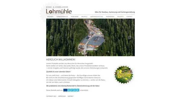 Website Screenshot: Sägewerk Lohmühle Ebner GmbH Co KG - Herzlich willkommen - Date: 2023-06-23 12:06:12