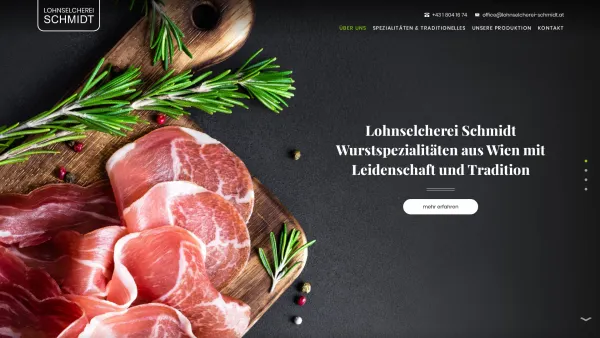 Website Screenshot: Lohnselcherei Wurstspezialitäten Schmidt Ges.m.b.H. - Lohnselcherei Schmidt, Wurstspezialitäten aus Wien - Date: 2023-06-15 16:02:34