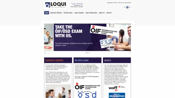 Website Screenshot: LOQUI Sprach und Bildungsinstitut GmbH - German Courses | ÖSD-exams| Language Courses - LOQUI Sprach- und Bildungsinstitut Wien - Date: 2023-06-23 12:06:15