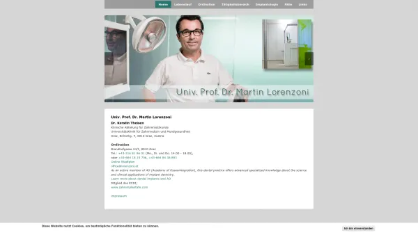 Website Screenshot: Univ.-Prof Dr. Martin Prof. Dr. MartLorenzoni Zahnarzt Implantologe - Univ. Prof. Dr. Martin Lorenzoni | www.lorenzoni.co.at - Date: 2023-06-23 12:06:15