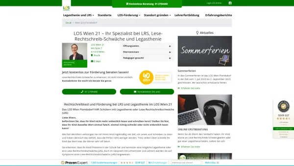 Website Screenshot: LOS Wien Lehrinstitut für Orthographie und Sprachkompetenz - LOS Floridsdorf: Hilfe bei LRS + Legasthenie - Date: 2023-06-23 12:06:15