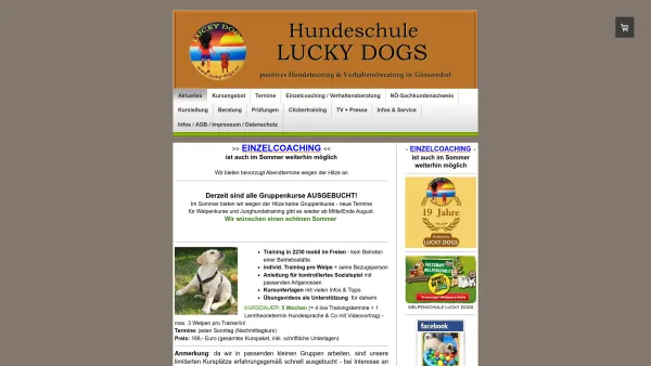 Website Screenshot: Hundeschule LUCKY DOGS Wien - Aktuelles - Hundeschule LUCKY DOGS mit Welpenschule in 1220 Wien - Date: 2023-06-23 12:06:15