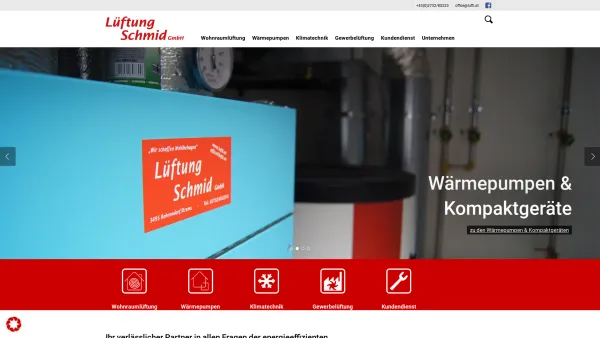 Website Screenshot: Lüftung Schmid - Lüftung Schmid GmbH - Wohnraumlüftung, Wärmepumpen, Klimatechnik - Date: 2023-06-23 12:06:18