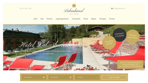 Website Screenshot: Hotel Lukashansl - Lukashansl-Unterkunft in Bruck an der Großglocknerstraße - Date: 2023-06-23 12:06:18