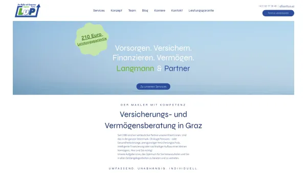 Website Screenshot: Langmann & Partner Finanzdienstleistungs GmbH - Versicherungs- & Vermögensberatung in Graz | Langmann & Partner - Date: 2023-06-15 16:02:34