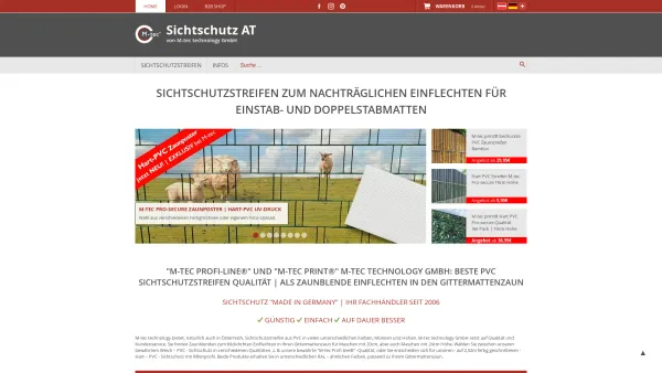 Website Screenshot: M-tec technology GmbH - PVC Sichtschutzstreifen von M-tec technology zum Einflechten - Date: 2023-06-26 10:26:33