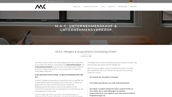 Website Screenshot: M.A.C. Mergers & Acquisitions Consulting GmbH - M.A.C. Unternehmenskauf - Firmenkauf - Date: 2023-06-23 12:06:20