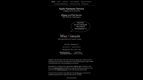 Website Screenshot: Roland to MacXimum - Apple Hardware Service in Garantie und nach der Garantie iPhone und iPad Service Akku-, MultiTouch-, Komplett-tausch - Date: 2023-06-23 12:06:21