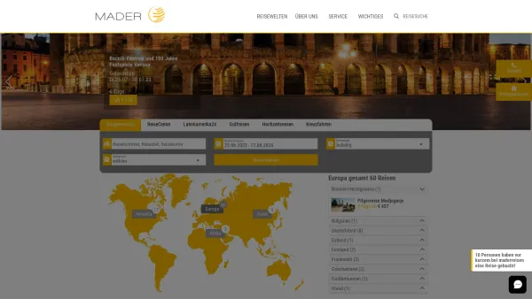 Website Screenshot: Mader Reisen Vertriebs GmbH - Mader Reisen - Reisebüro in Linz | Mader Reisen VertriebsGmbH - maderreisen.at - Date: 2023-06-23 12:06:23