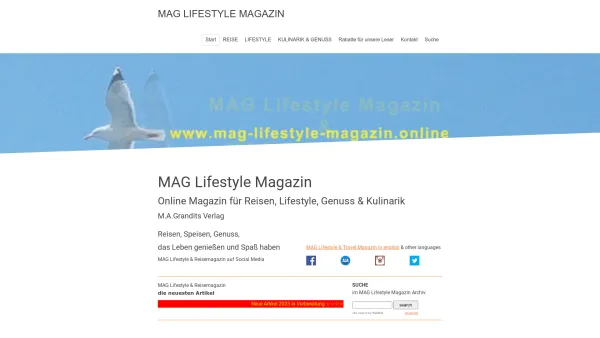Website Screenshot: MAG Lifestyle Magazin - MAG Lifestyle Magazin, Reisen & Genuss - mag-lifestyle-magazin - Date: 2023-06-26 10:26:33