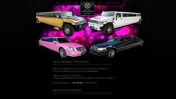 Website Screenshot: Magic Limousines und Magic Entertainment - Magic Limousines - Feel the Magic - Limousinenservice Tirol, Salzburg, München - Date: 2023-06-23 12:06:23