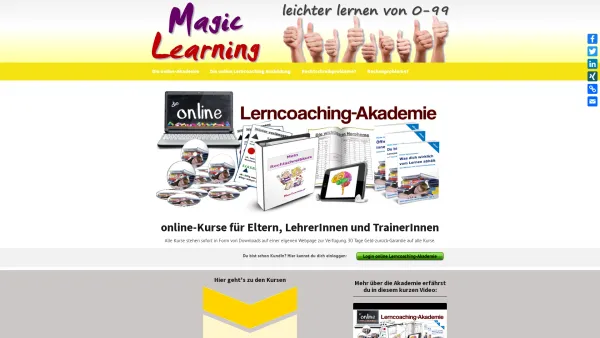 Website Screenshot: MagicLearning - Die online Lerncoaching-Akademie — MagicLearning - Date: 2023-06-23 12:06:23