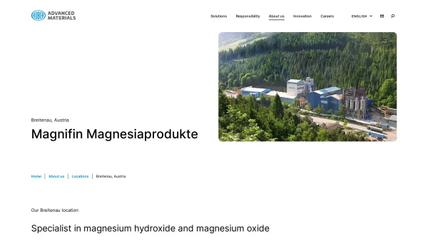 Website Screenshot: MAGNIFIN Magnesiaprodukte GmbH & Co KG - Magnifin in Breitenau, Austria | Huber Advanced Materials - Date: 2023-06-14 10:43:39