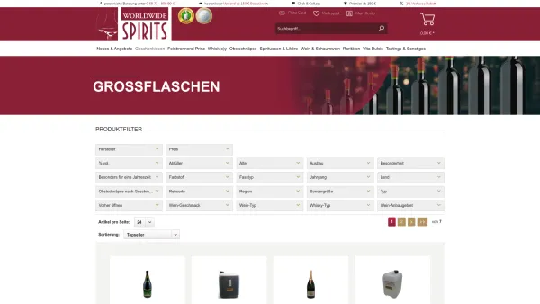 Website Screenshot: Otto TELEKOM AUSTRIA Lix BusinessWeb - Grossflaschen | Geschenkideen | worldwidespirits - Date: 2023-06-23 12:06:24