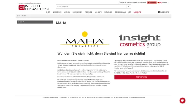 Website Screenshot: MAHA Cosmetics; Maha Cosmetics Austria; Fach Großhandel hochwertiger Nagel-, Hand und Fußkosmetik, Vertrieb, Schulungen, Workshops - MAHA - Insight Cosmetics - Date: 2023-06-23 12:06:26